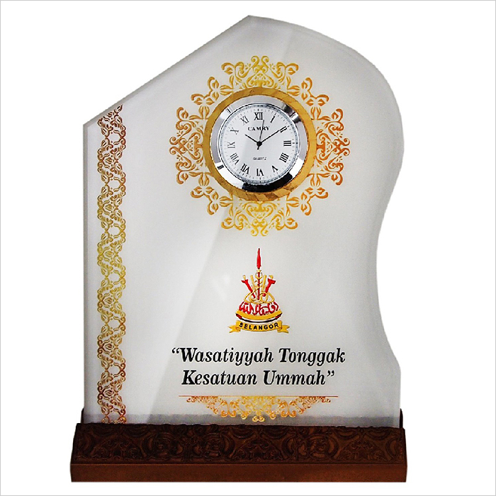 2047 - Crystal Plaque With Clock