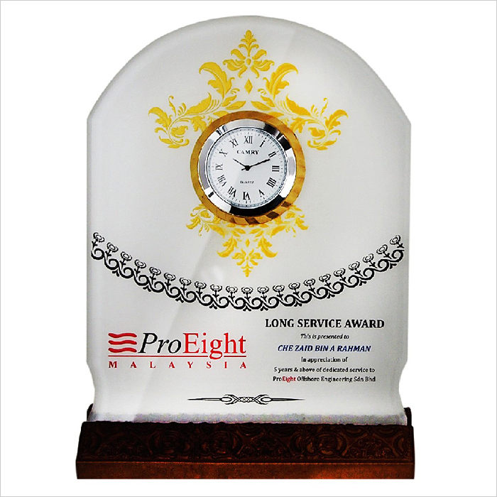 2048 - Crystal Plaque With Clock