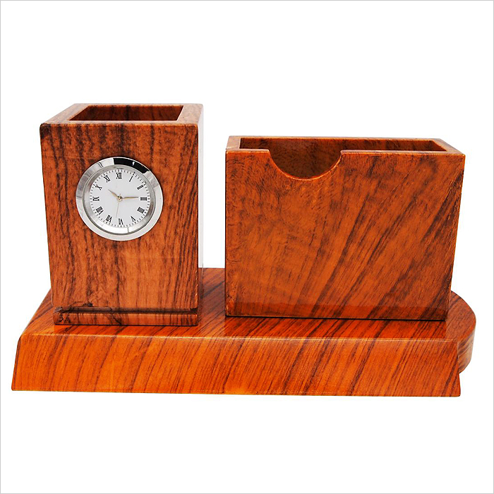 7210 - Exclusive Wooden Desktop With Clock