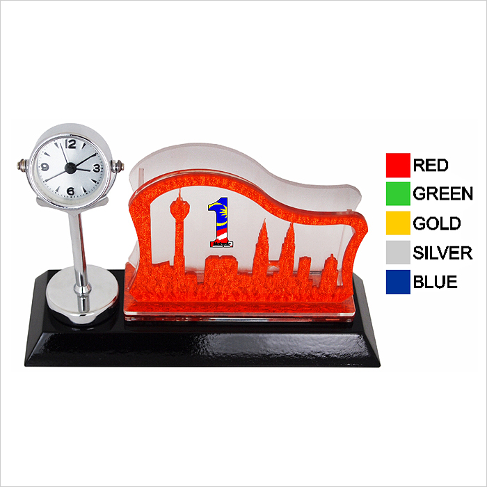 7110 - Wooden Acrylic Namecard Holder With Clock