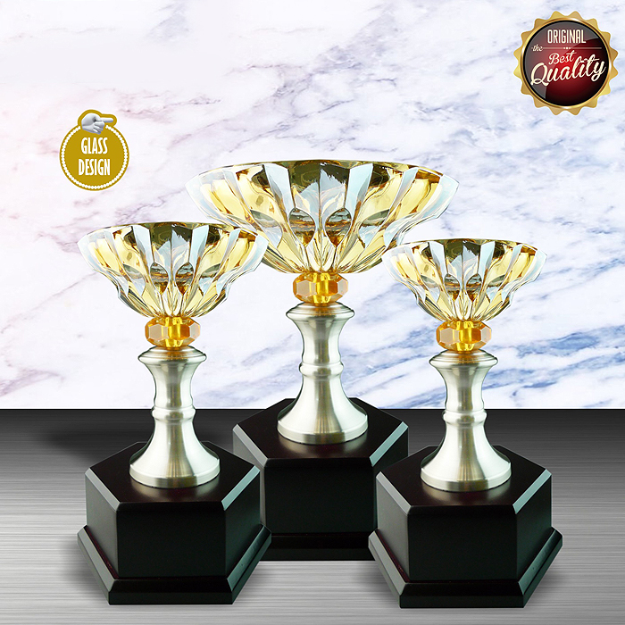 WS6046 - Exclusive White Silver Trophy With Crystal Bowl