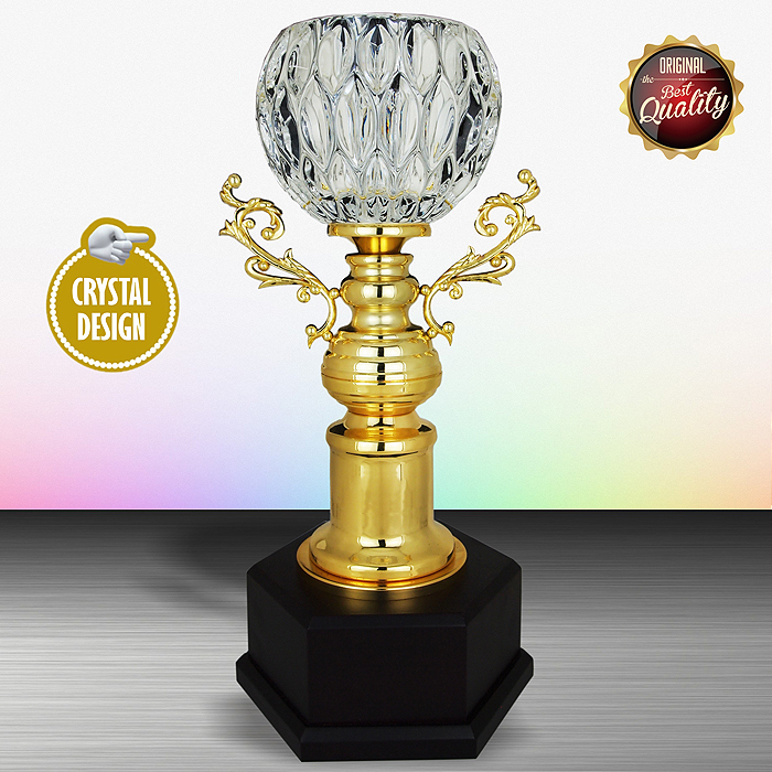 WS6137 - Exclusive White Silver Trophy With Crystal Bowl 