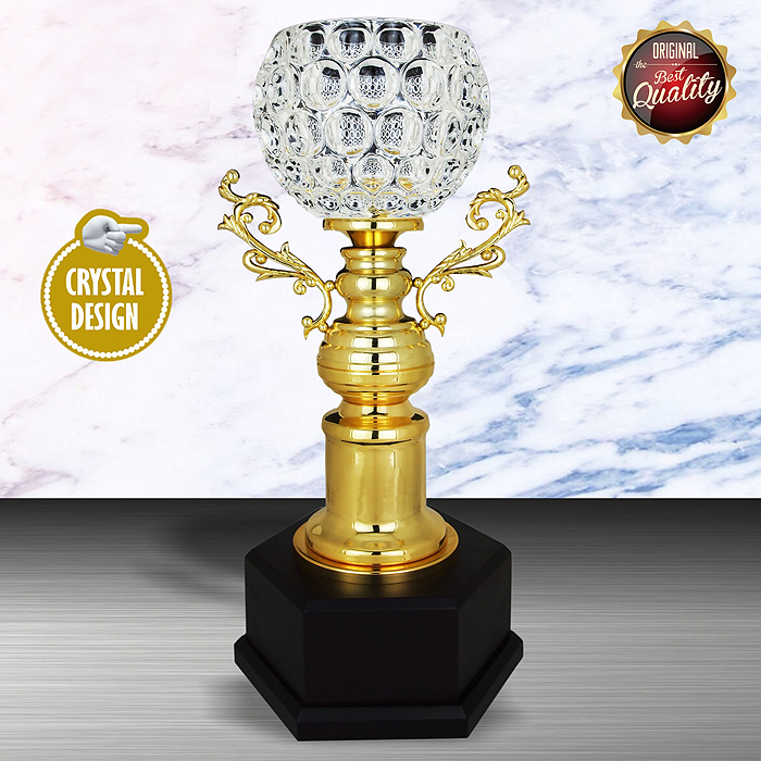 WS6136 - Exclusive White Silver Trophy With Crystal Bowl