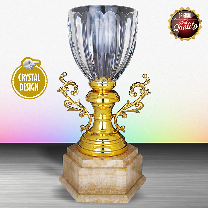 WS6131 - Exclusive White Silver Trophy With Crystal Vase