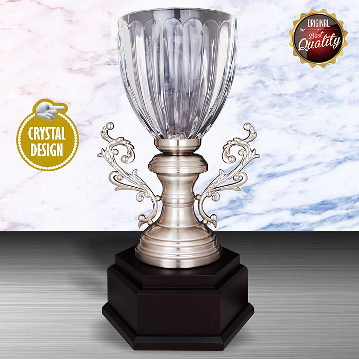 WS6130 - Exclusive White Silver Trophy With Crystal Vase