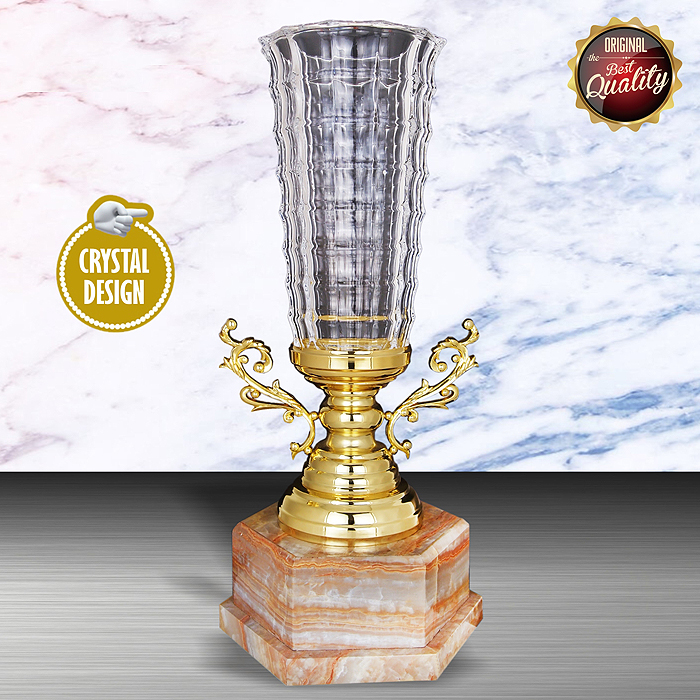 WS6127 - Exclusive White Silver Trophy With Crystal Vase