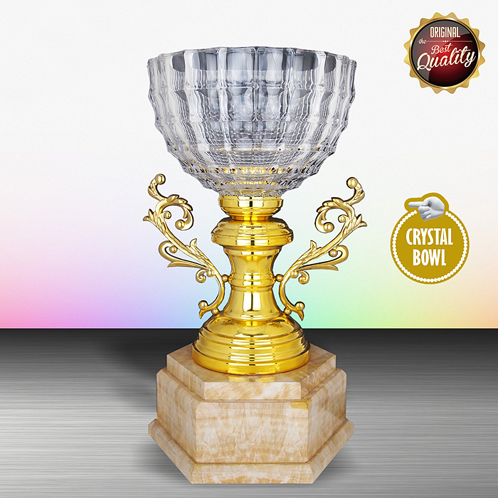 WS6125 - Exclusive White Silver Trophy With Crystal Bowl