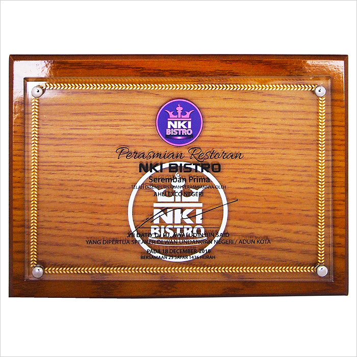 3066 - Wooden Crystal Opening Ceremony Plaque